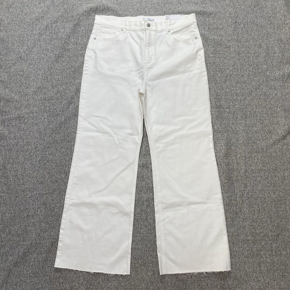 Loft Wide Leg High Rise Regular White Denim Pants Size 32 NWT